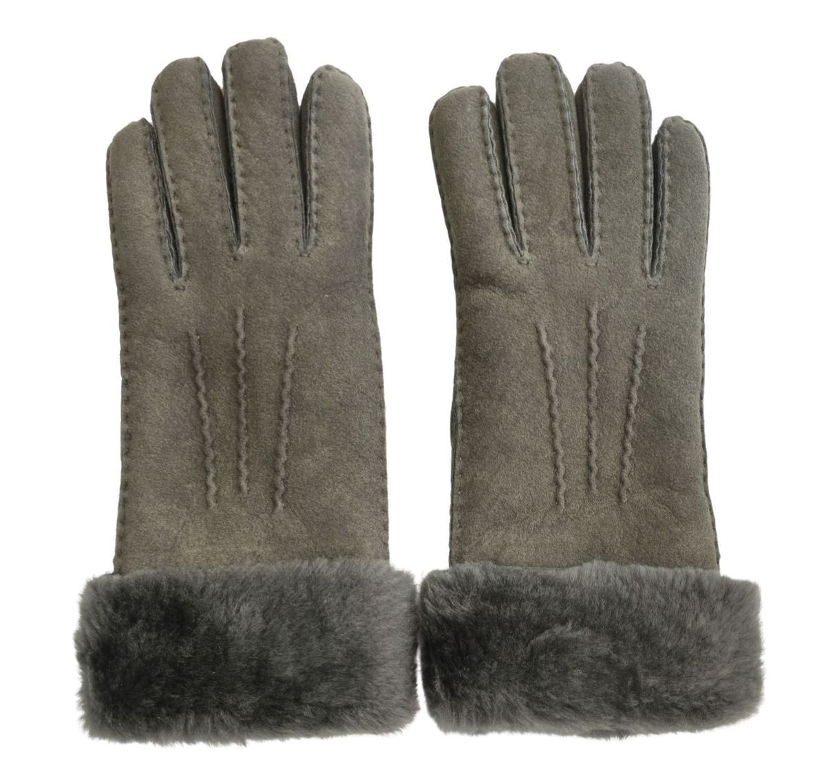 Lammfell-Wildlederhandschuhe mit Pelzbesatz