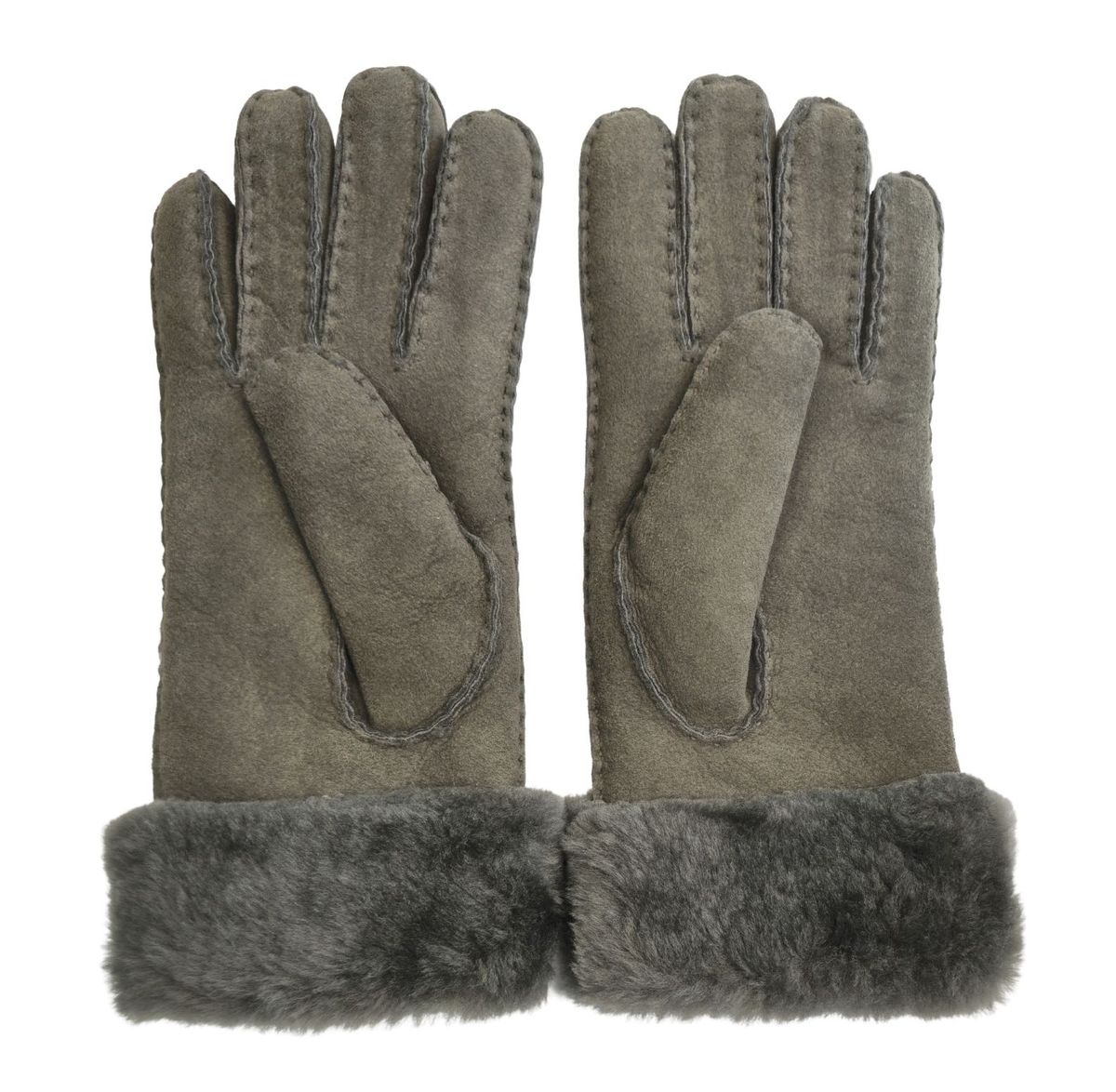 Lammfell-Wildlederhandschuhe mit Pelzbesatz