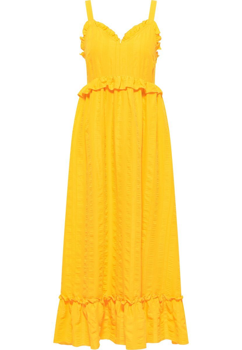 Strukturiertes Maxikleid mit Volants