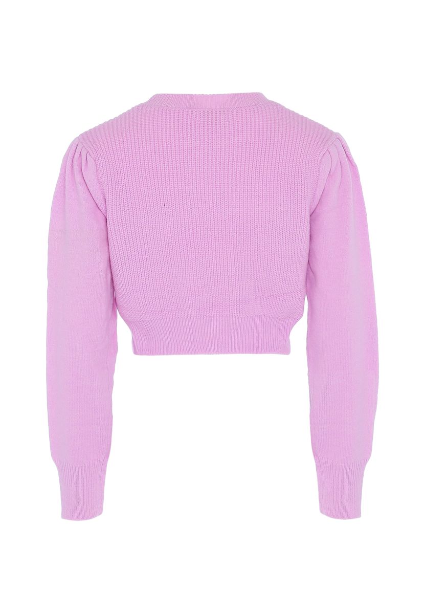 Kurzer Strickpullover mit Puffärmeln