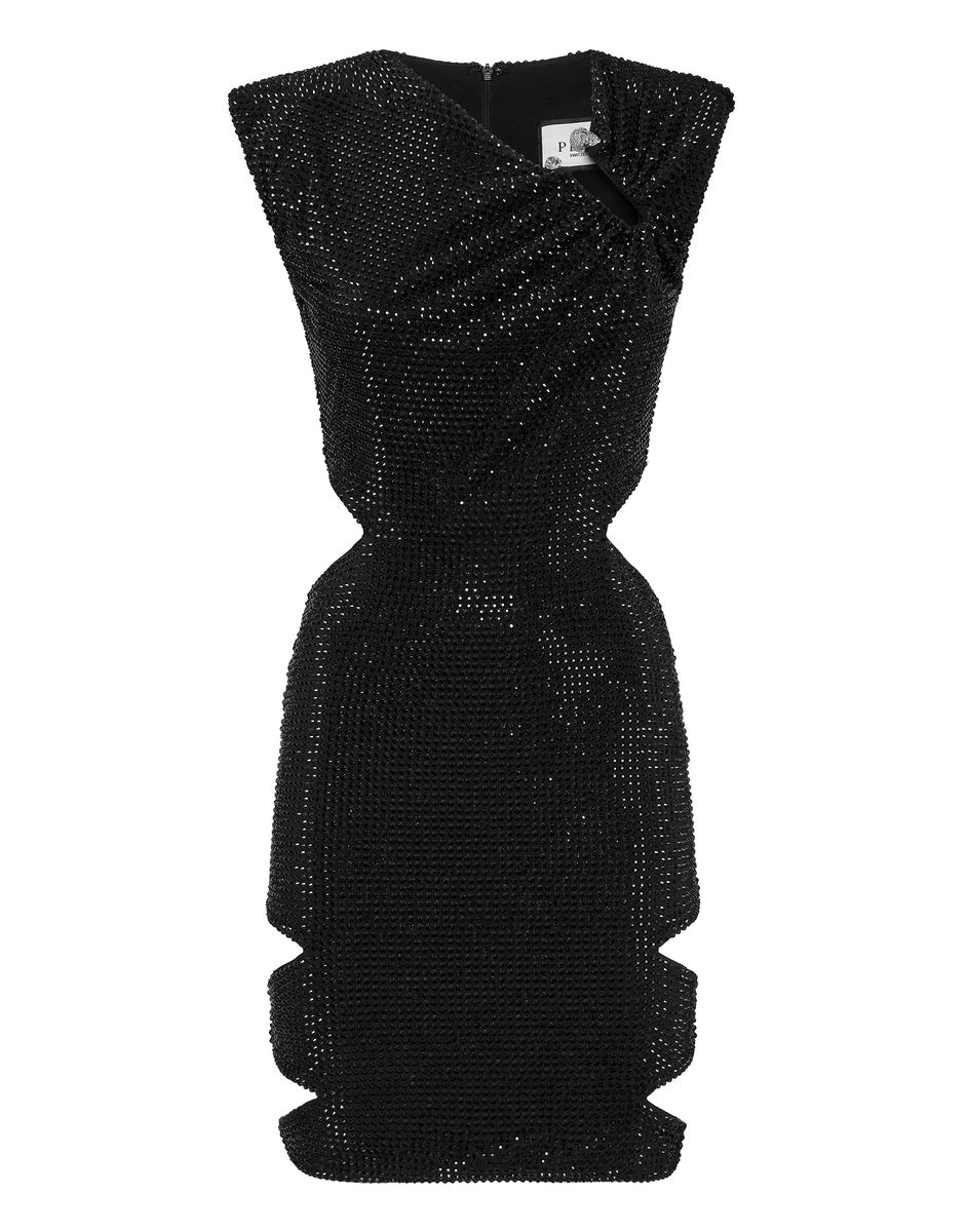 Strassbesetztes Minikleid mit Cut-outs
