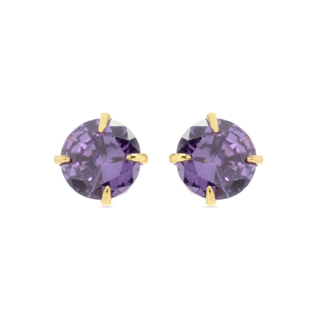 Amethyst-Zirkonia Vergoldete Ohrstecker