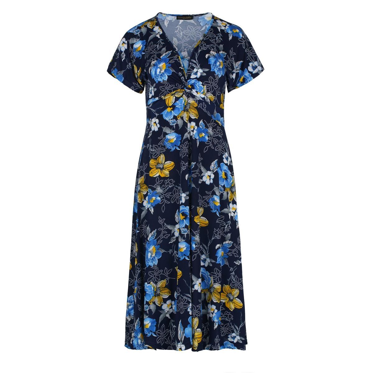 Florales Midikleid mit Knotendetail