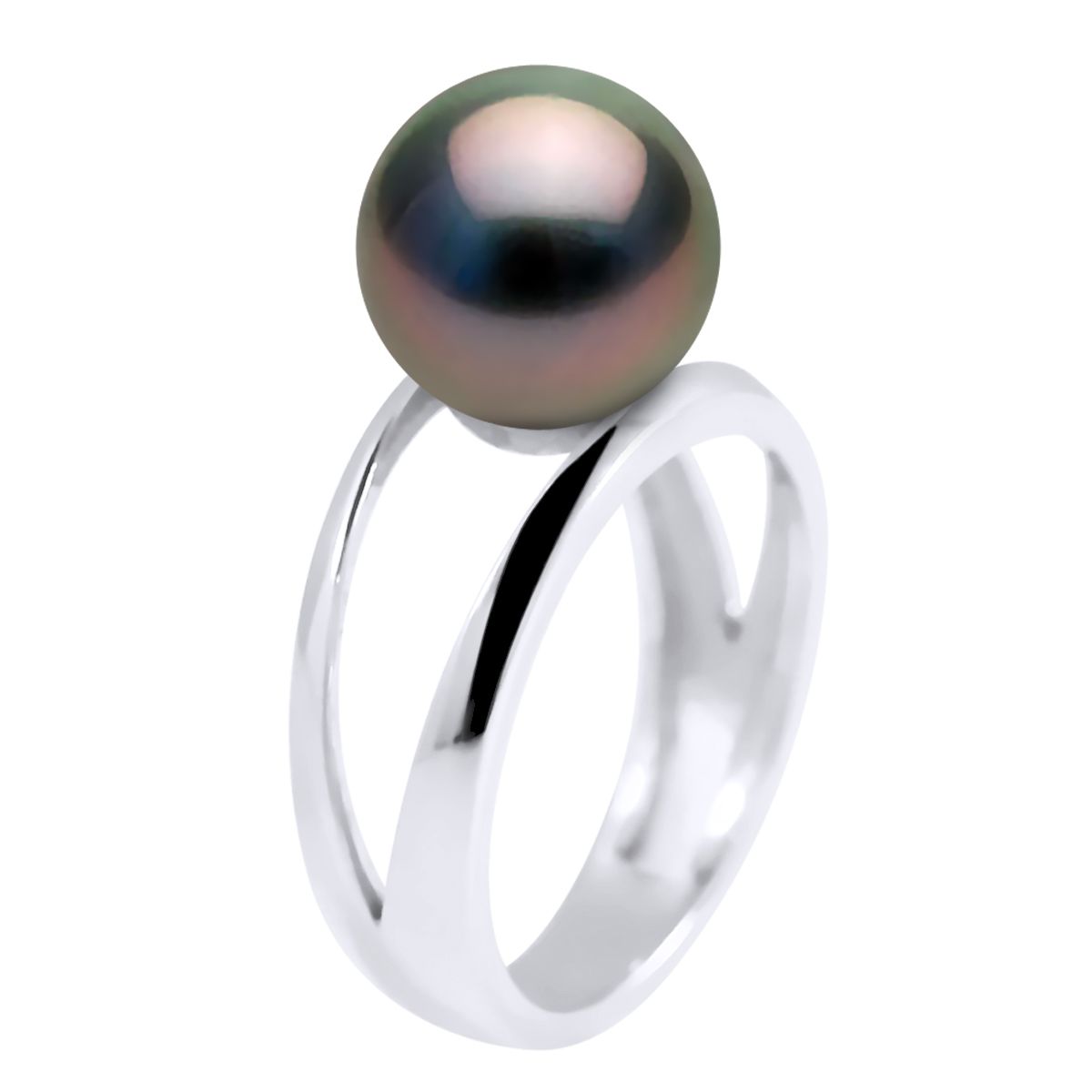 Moderner Tahitiperlen-Ring mit Doppelschiene