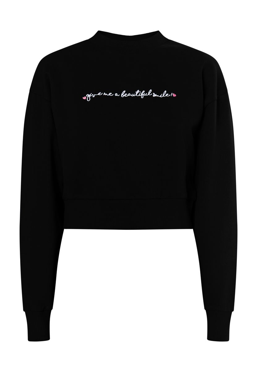 Kurzes Sweatshirt mit Statement-Stickerei