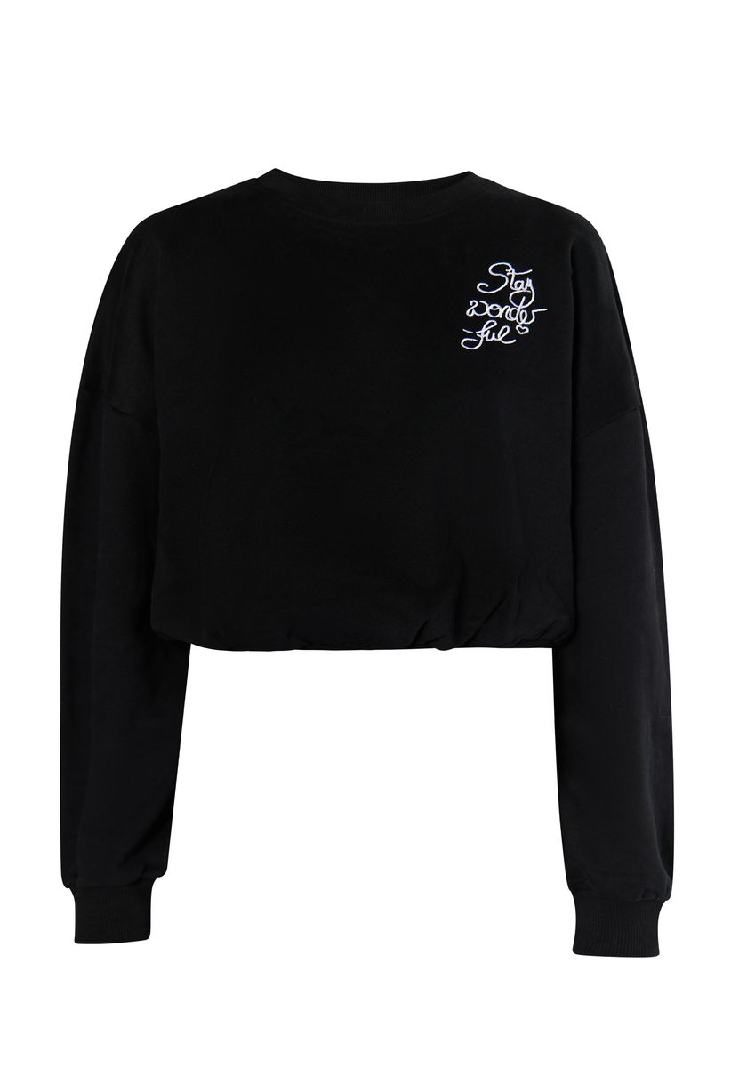 Kurzes Sweatshirt mit Statement-Stickerei