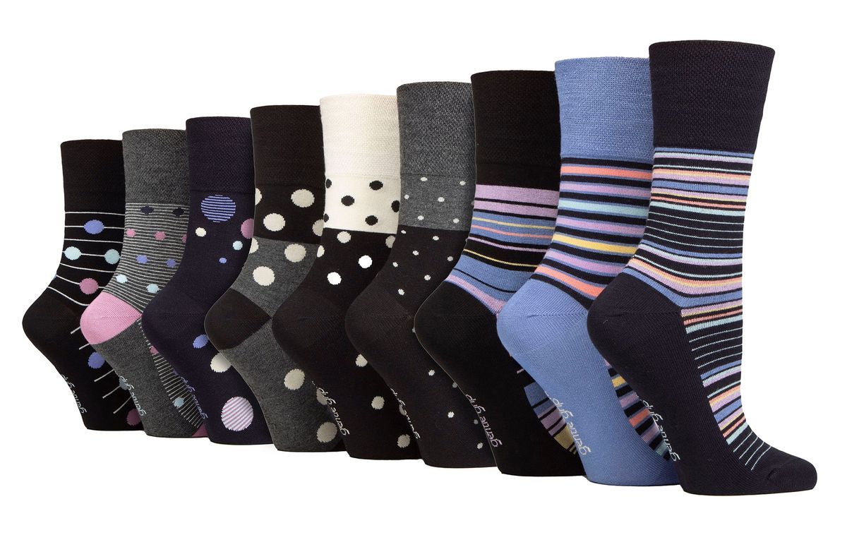 Gemusterte Bambus Komfortsocken im Set