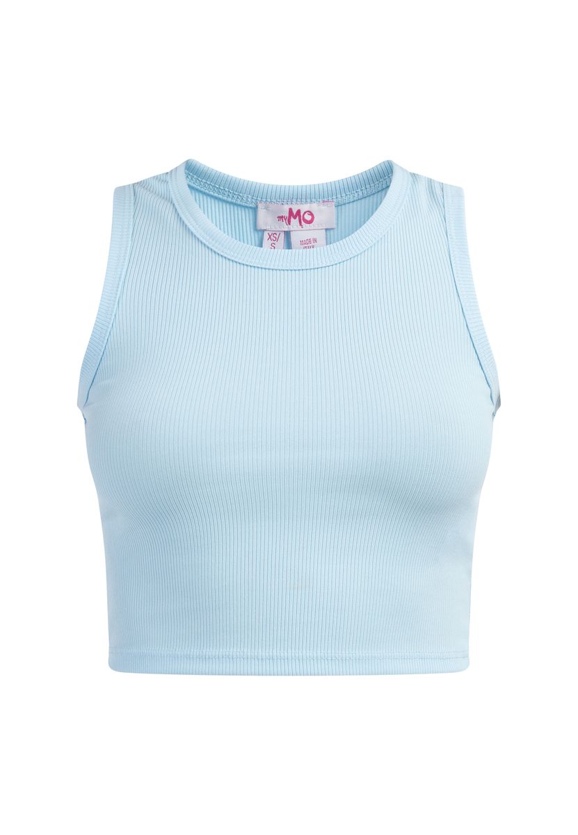 Geripptes Cropped-Tanktop mit Rundhalsausschnitt