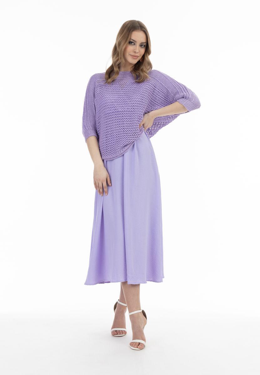 Schimmernder Grobstrick-Mesh-Pullover