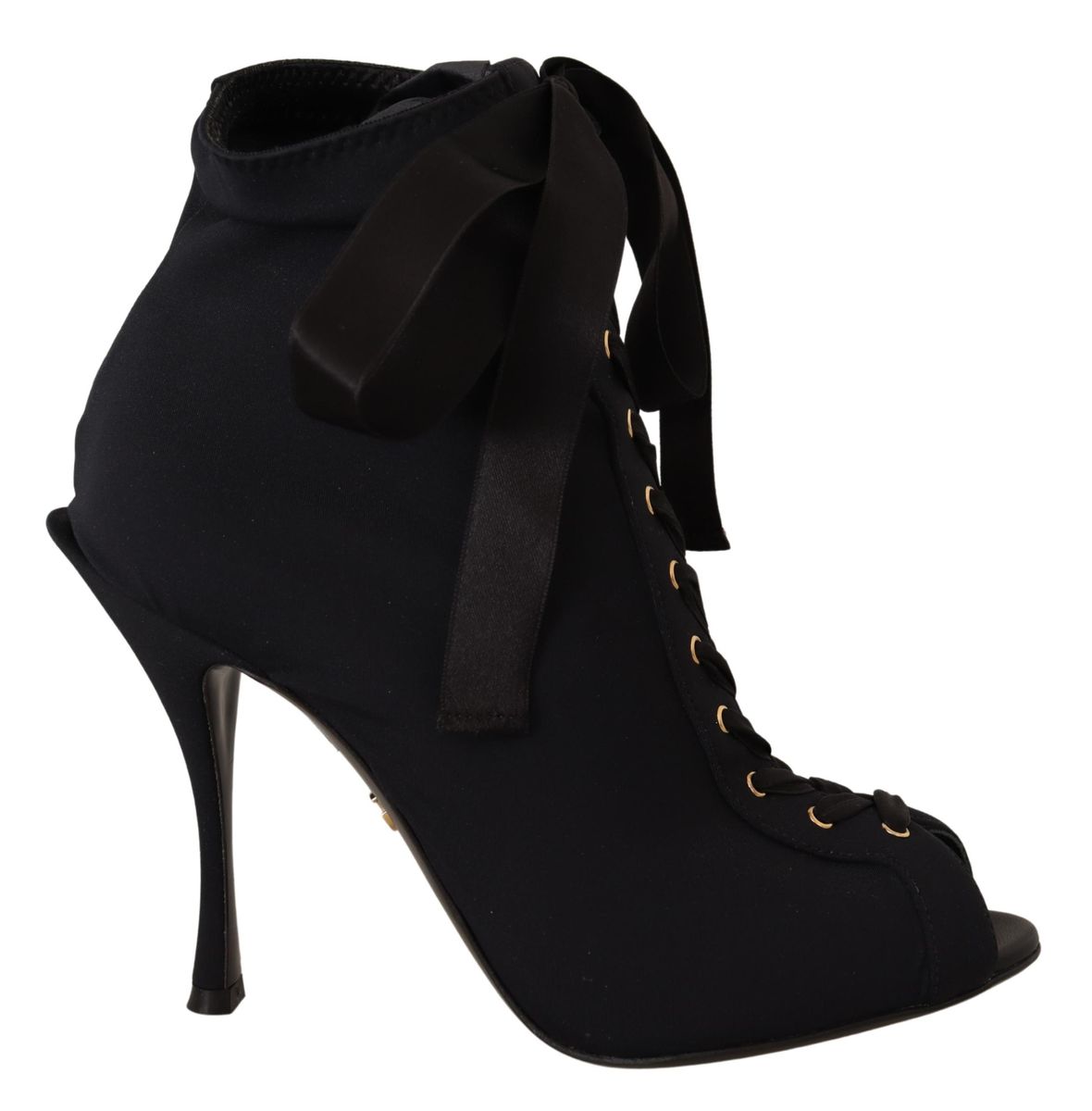 Schnür-Stiefeletten mit Peep-Toe