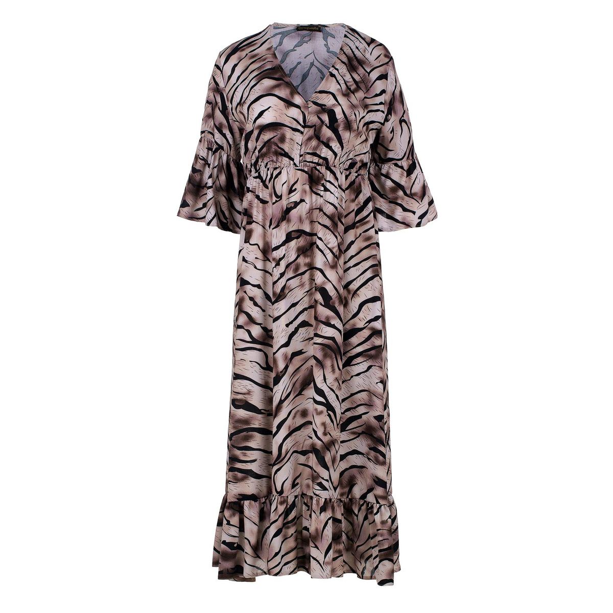 Empire-Midikleid mit Tiger-Print