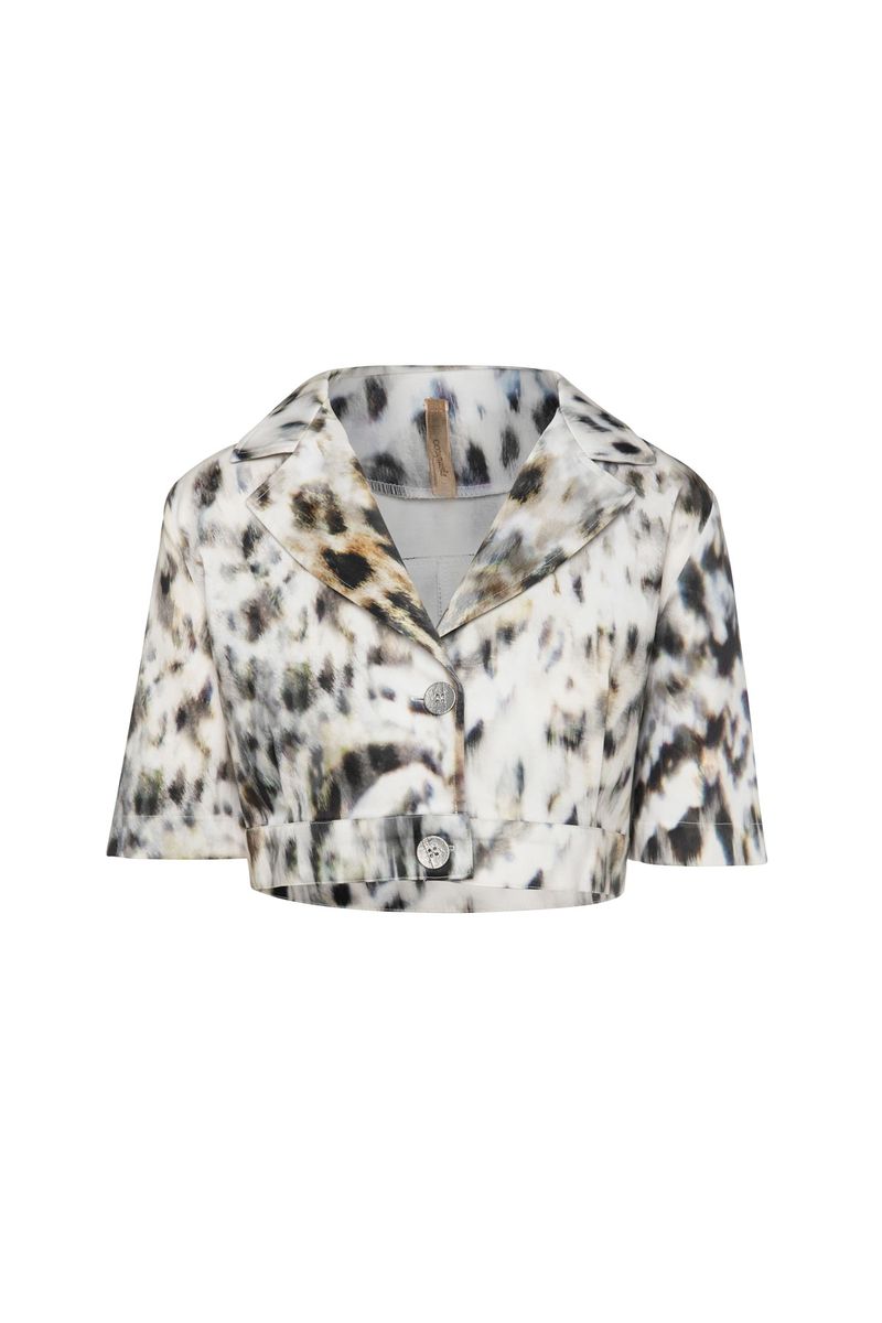 Kurzjacke mit Animalprint und Revers