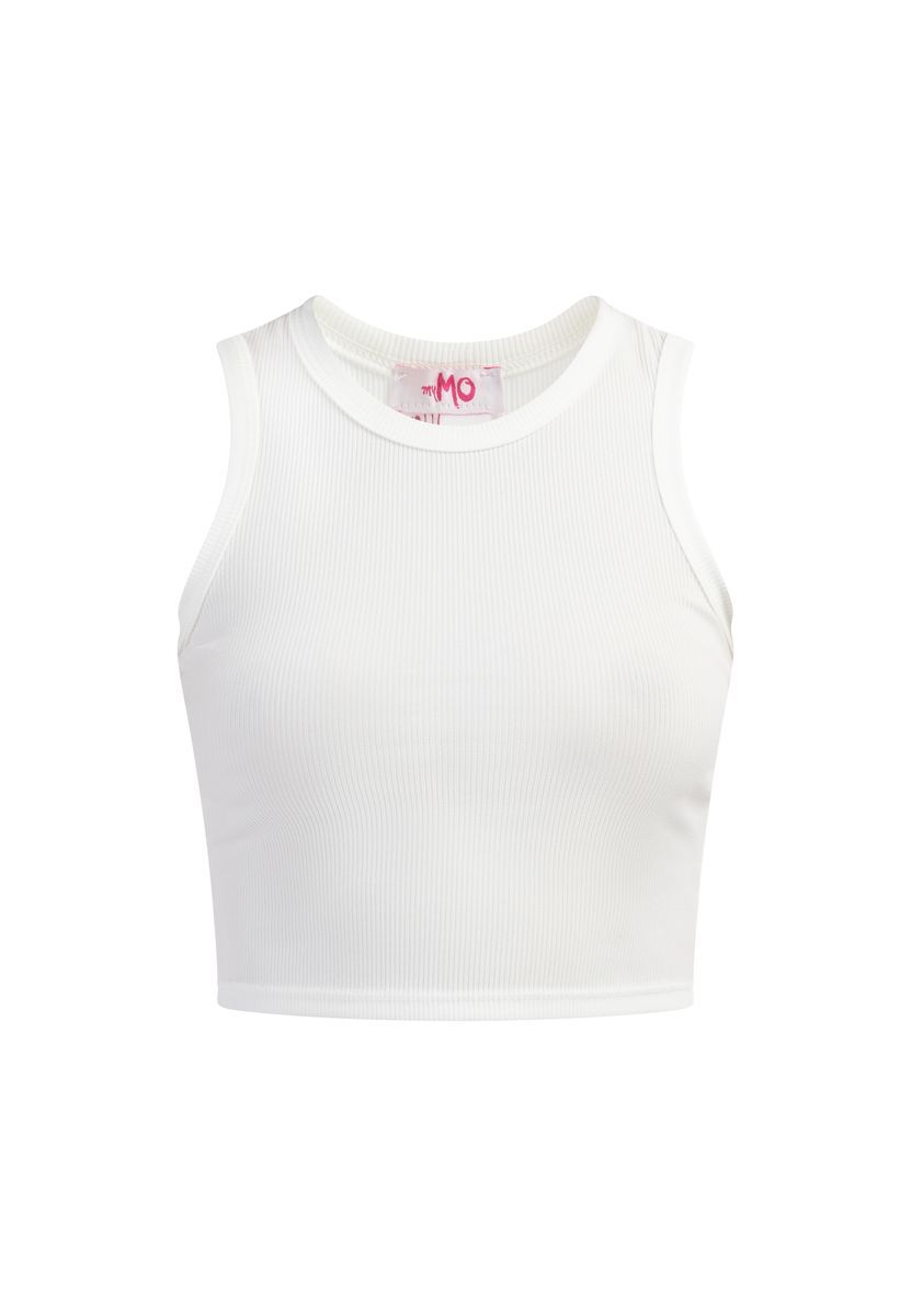 Minimalistisches geripptes ärmelloses Crop Top