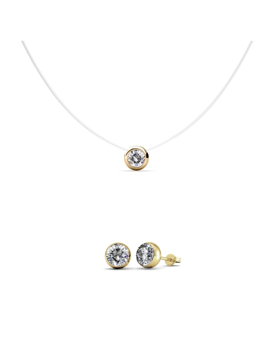 Schwebendes Kristall-Solitär-Schmuckset