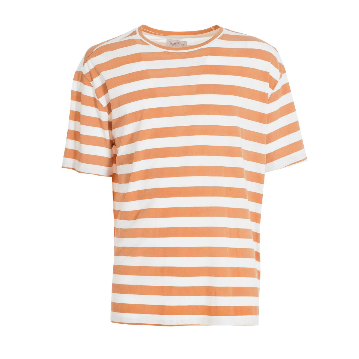 Gestreiftes Baumwoll-T-Shirt mit Rundhalsausschnitt