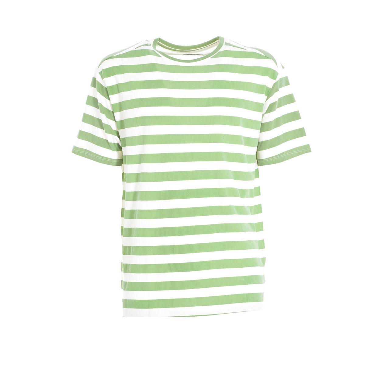 Gestreiftes Baumwoll-T-Shirt mit Rundhalsausschnitt