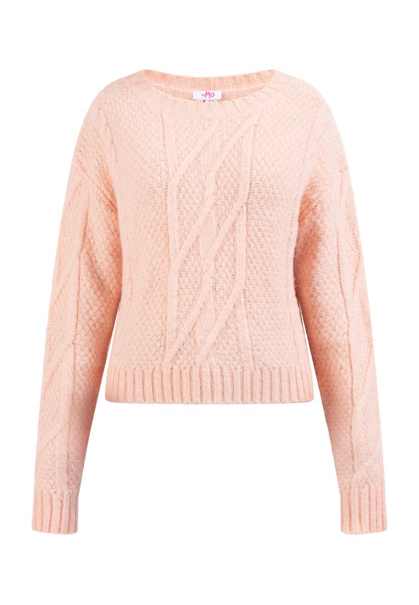 Kurzer Zopfmuster-Strickpullover