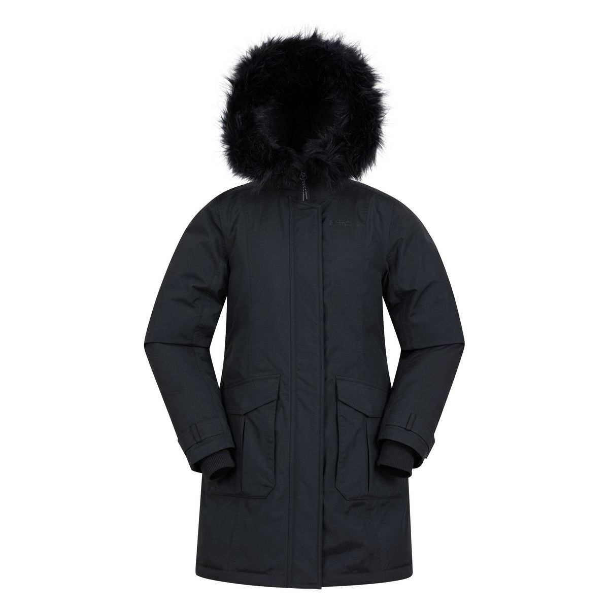 Langer Daunenparka mit Kunstpelz