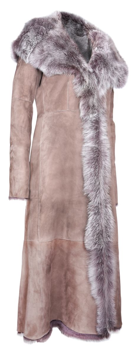 Eleganter langer Toscana-Lammfellmantel
