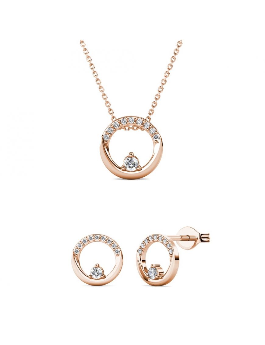 Schmuckset mit kristallbesetzten Kreisen