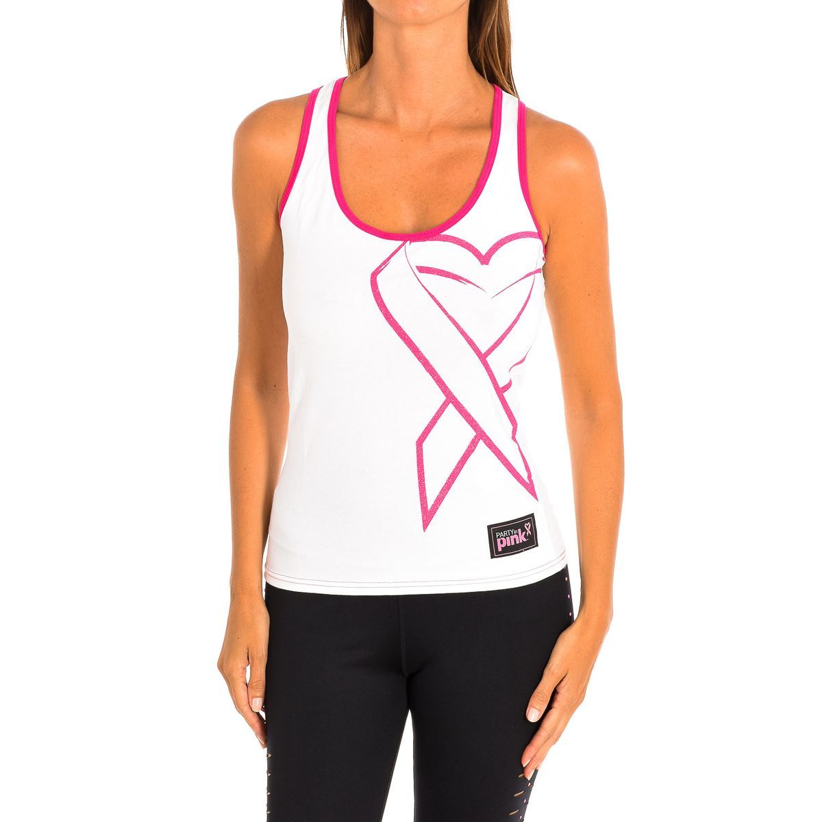 Racerback-Tanktop mit Schleifen-Herz-Grafik