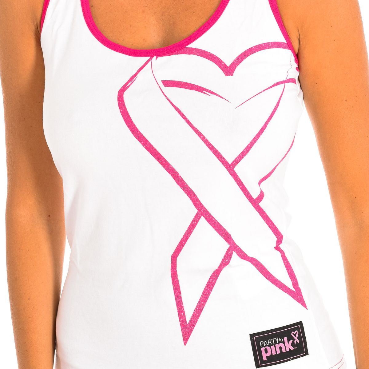 Racerback-Tanktop mit Schleifen-Herz-Grafik