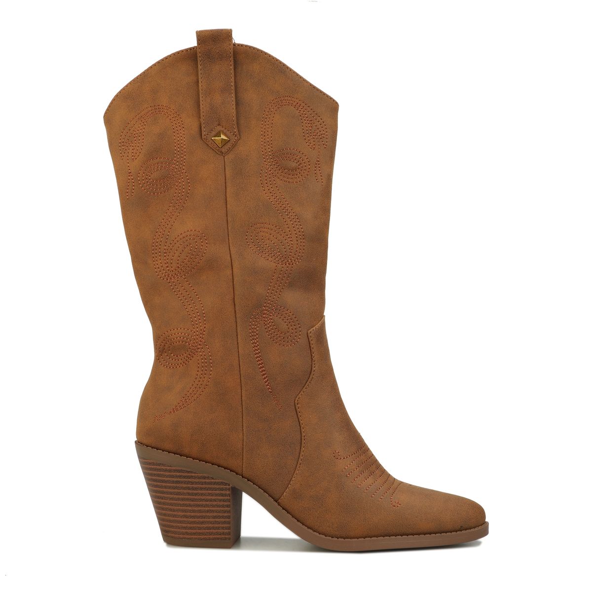 Westernstiefel mit Stickerei und Blockabsatz