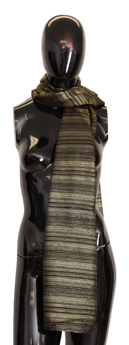 Schimmernder gestreifter Seidenschal mit Metallic-Effekt