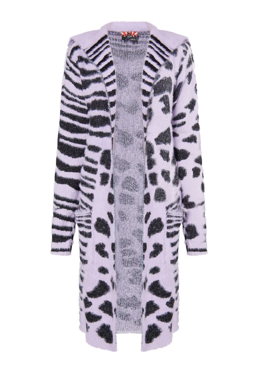 Oversize-Strickcardigan mit Animal-Print-Mix