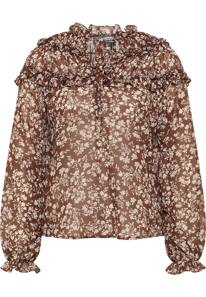 Romantische Rüschenbluse mit Blumenmuster