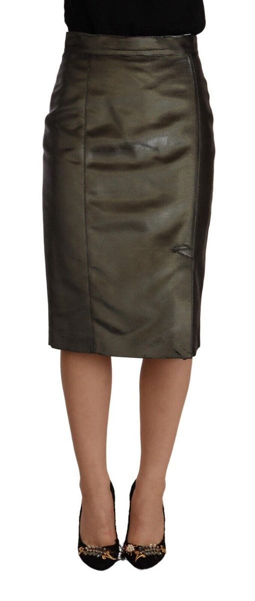 Hochtaillierter Metallic Bleistift Midi