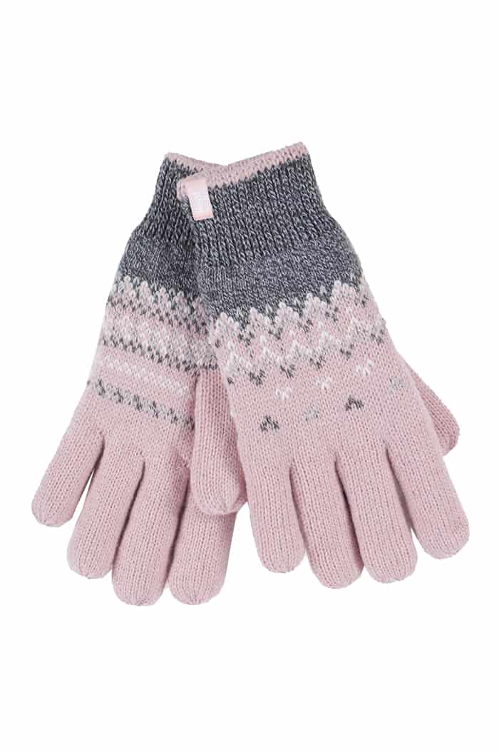 Fleece-gefütterte Strickhandschuhe mit Nordic-Muster