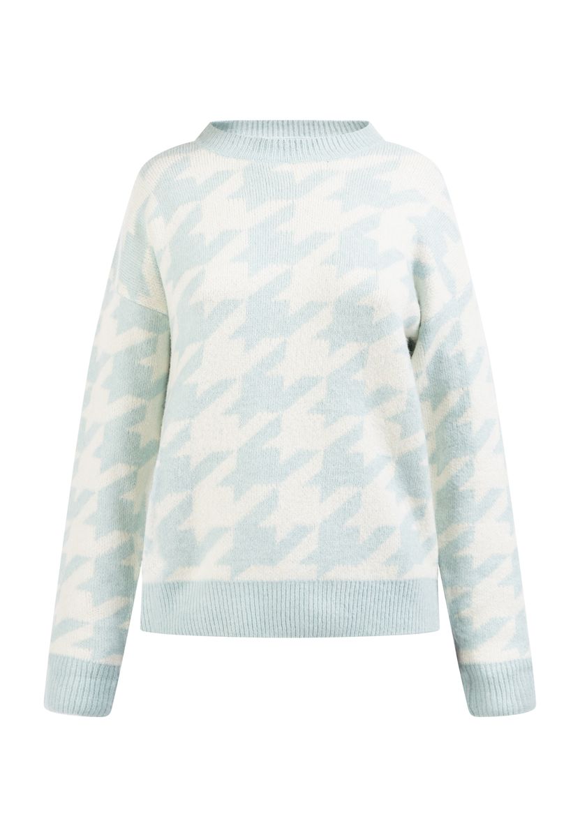 Oversized Strickpullover mit Hahnentrittmuster
