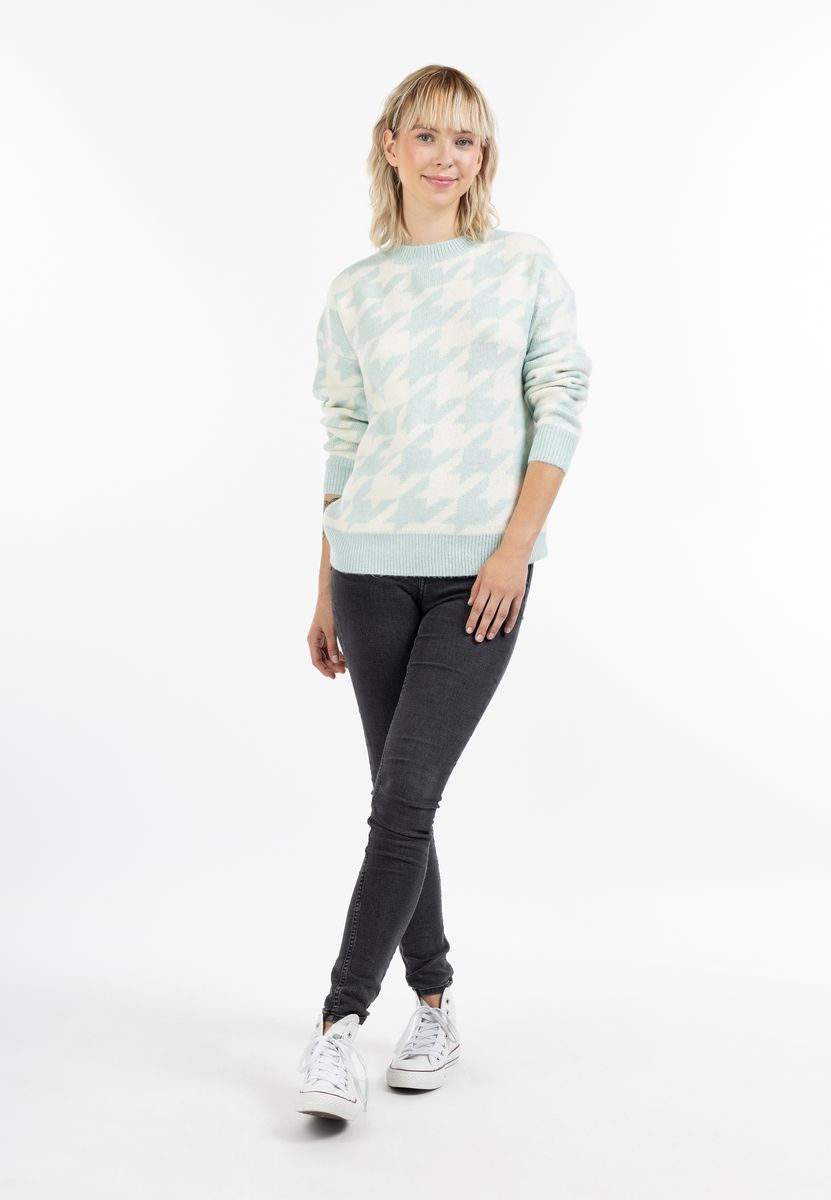 Oversized Strickpullover mit Hahnentrittmuster