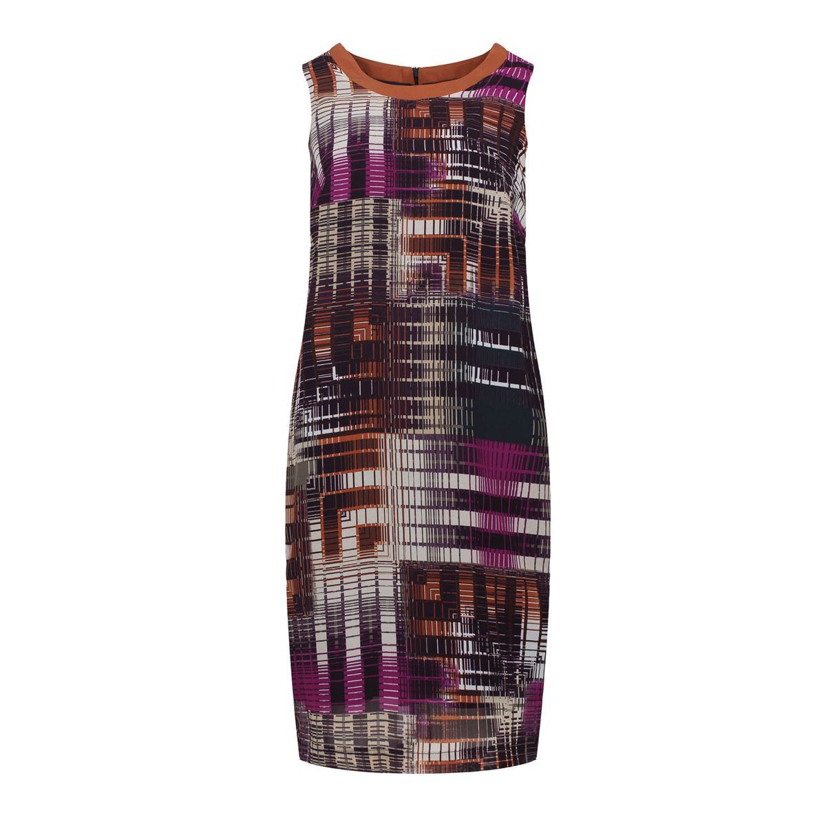 Satin-Etuikleid mit geometrischem Print