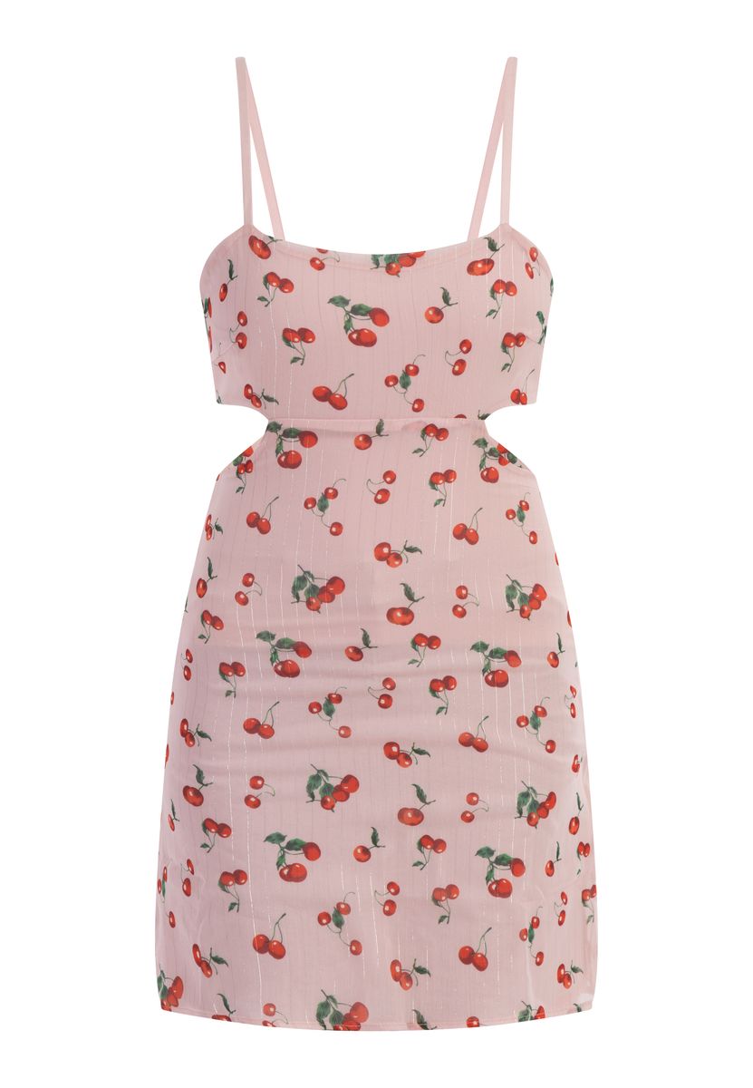 Minikleid mit Kirschprint und Cut-outs