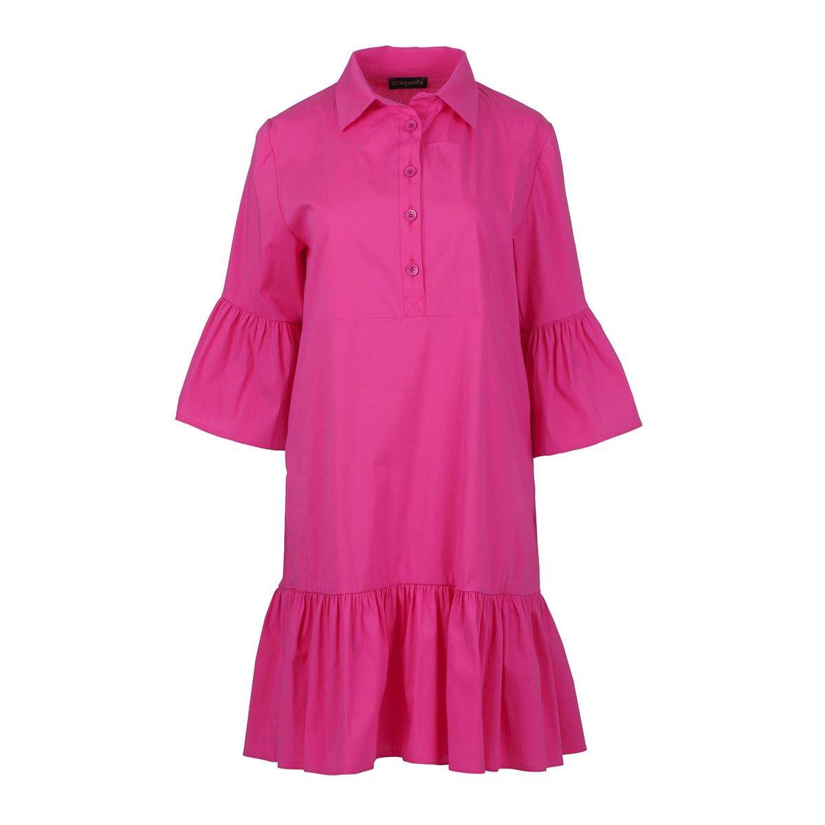 Rüschenkleid aus Popeline mit Glockenärmeln