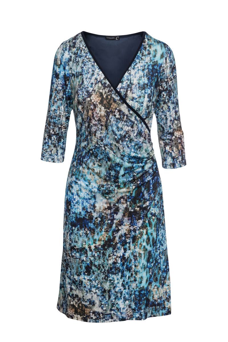 Bedrucktes Jersey-Kleid in Wickeloptik