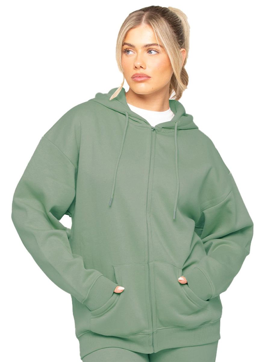 Übergroßer Fleece-Kapuzenpullover mit Reißverschluss