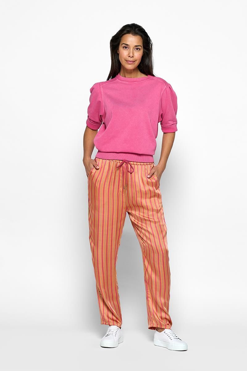 Gestreifte Modal-Hose mit weitem Bein