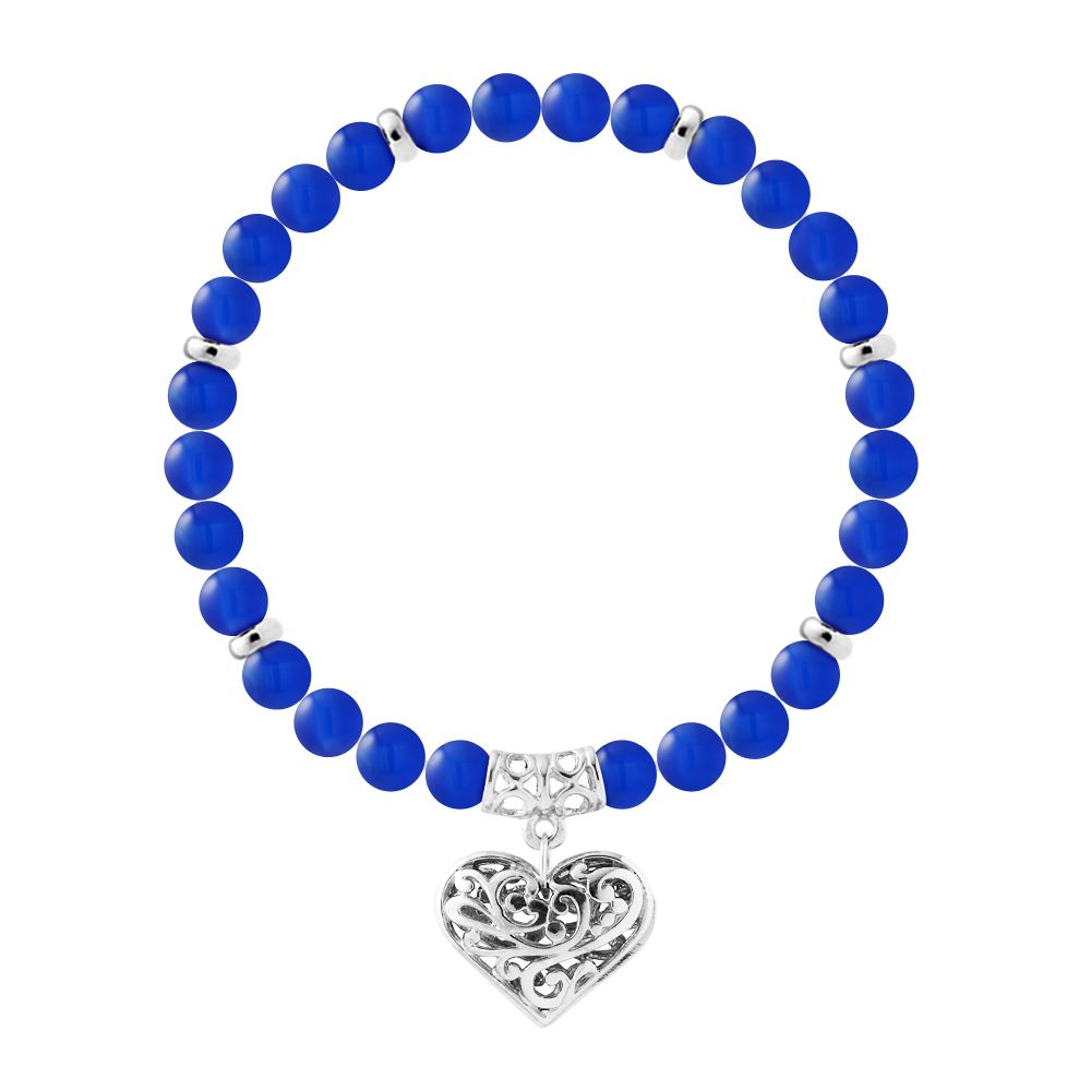 Achat-Perlenarmband mit Herzanhänger