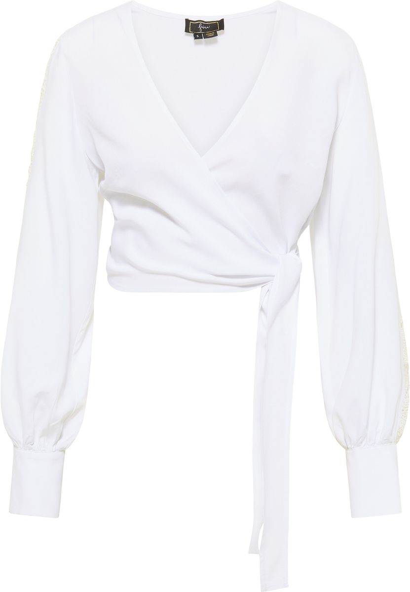 Elegante Wickelbluse mit Spitzendetails