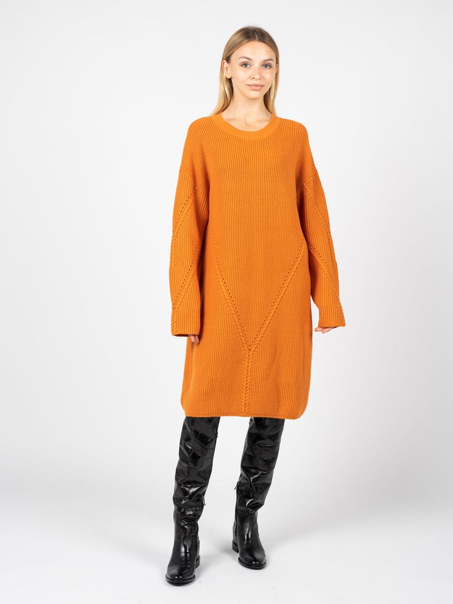Strukturiertes Rippstrick-Pulloverkleid