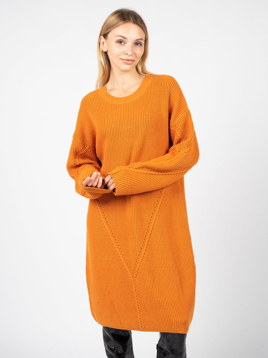 Strukturiertes Rippstrick-Pulloverkleid