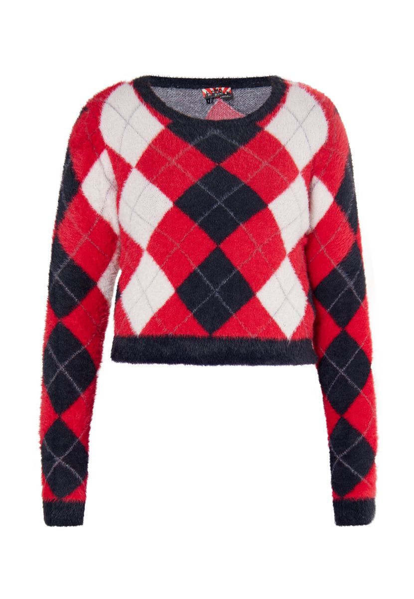 Flauschiges Crop-Top mit Argyle-Muster