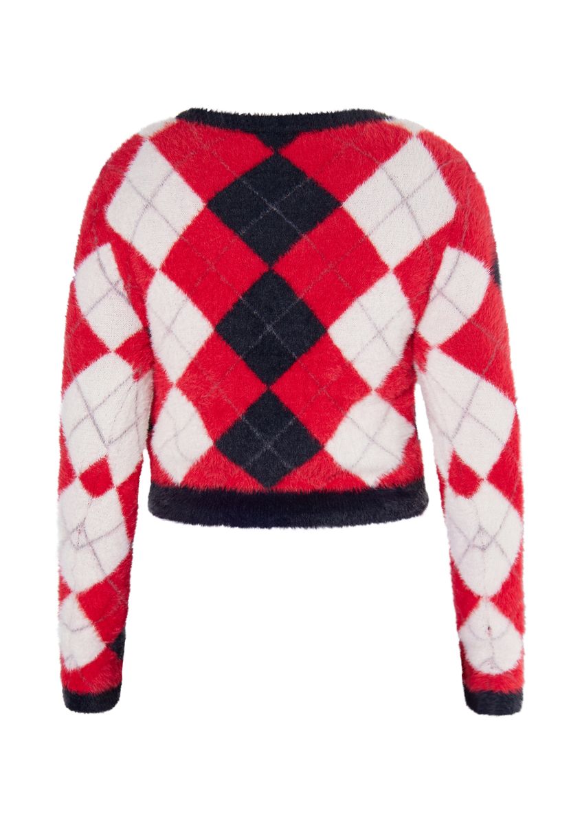 Flauschiges Crop-Top mit Argyle-Muster