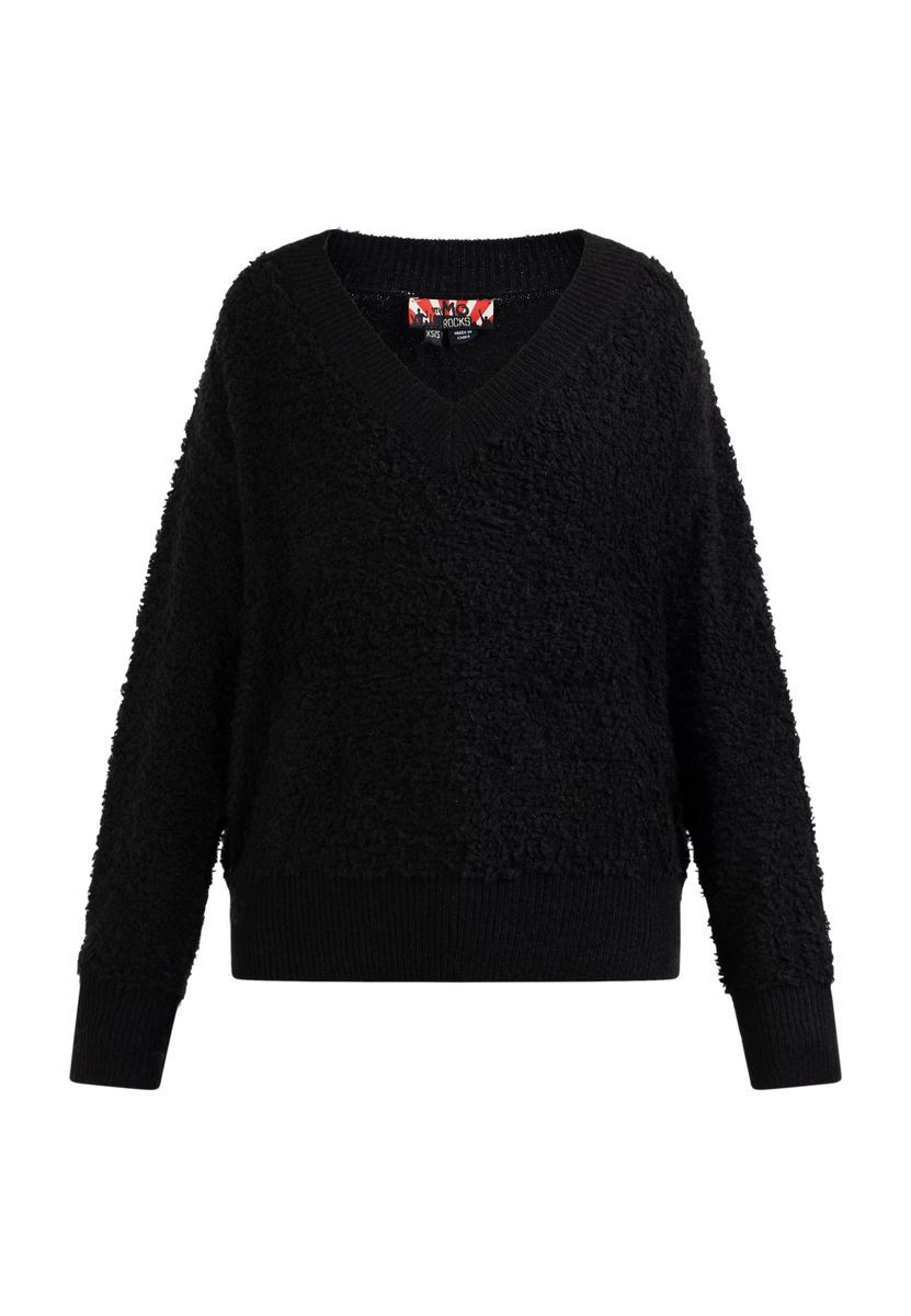 Kuscheliger V-Ausschnitt Teddy-Strickpullover