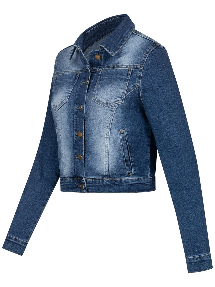 Klassische Kurze Stretch Jeansjacke