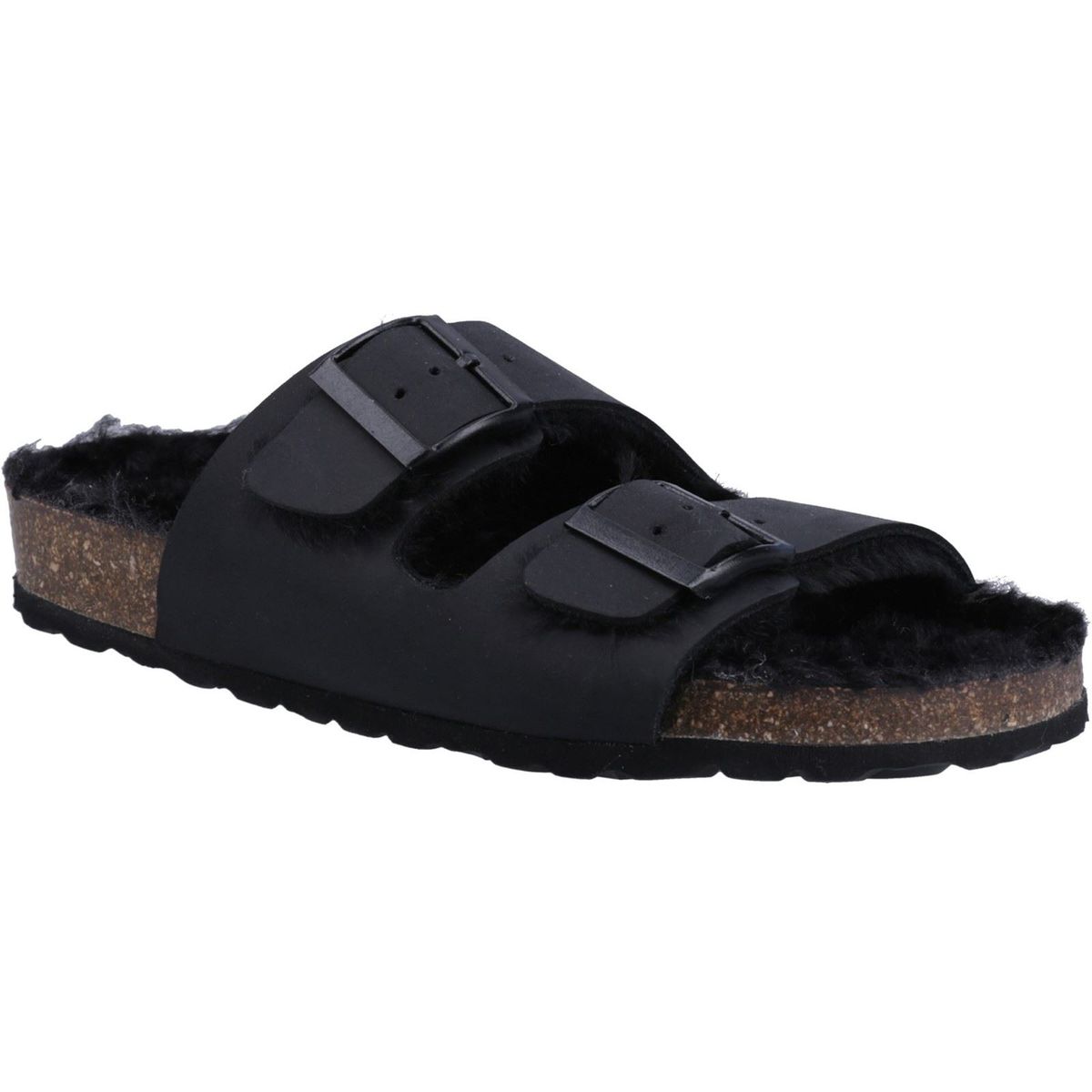 Sandalen mit Kunstfellfutter aus Wildleder