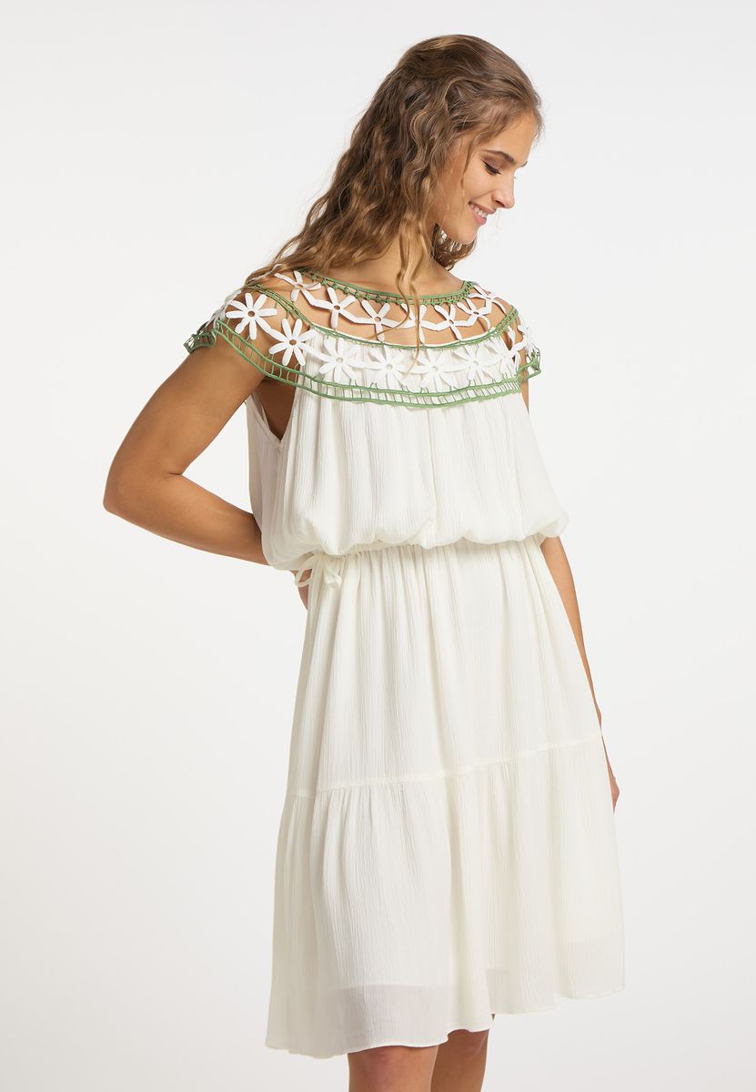 Luftiges Chiffonkleid mit floraler Spitze